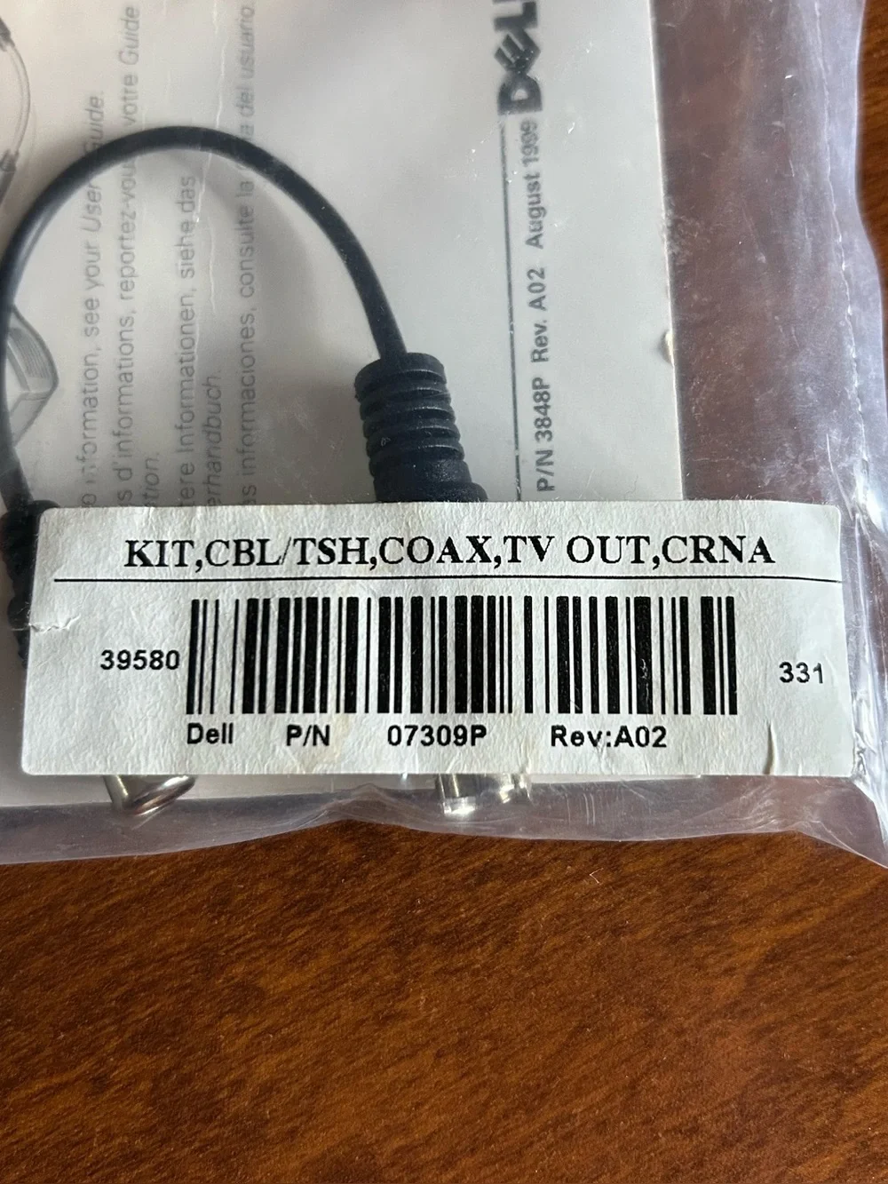 Dell Portable Computers Composite TV-Out Adapter Cable P/N 3848P Rev. A02 NEW